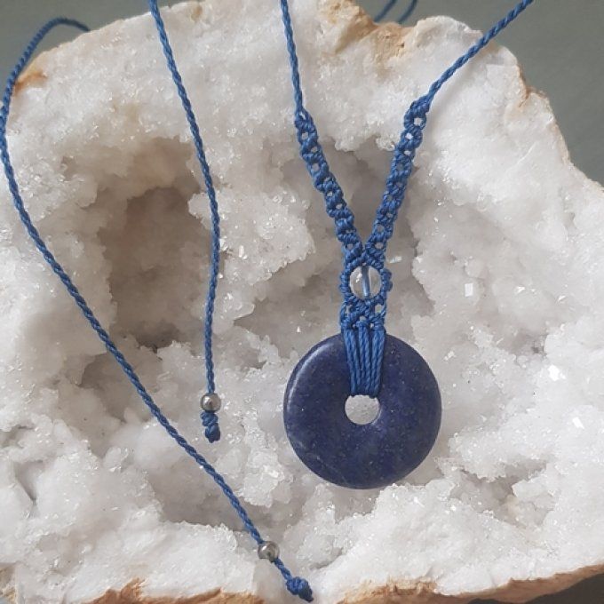 Collier Pi Chinois Lapis Lazuli pierre naturelle (3cm)