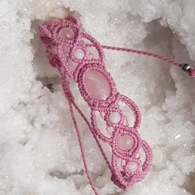 Bracelet Amour et sérénité composé de quartz rose et pierre de lune